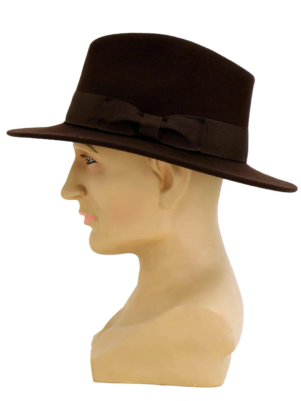 1940s Look Brown Pure Wool Fedora