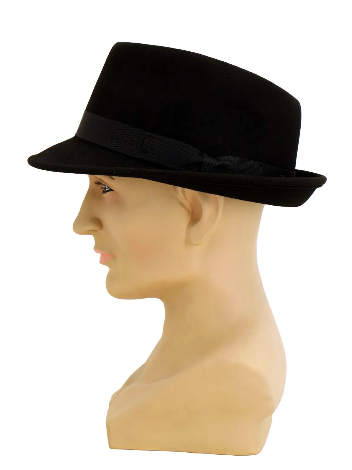 1950s Black Wool Vintage Style Trilby