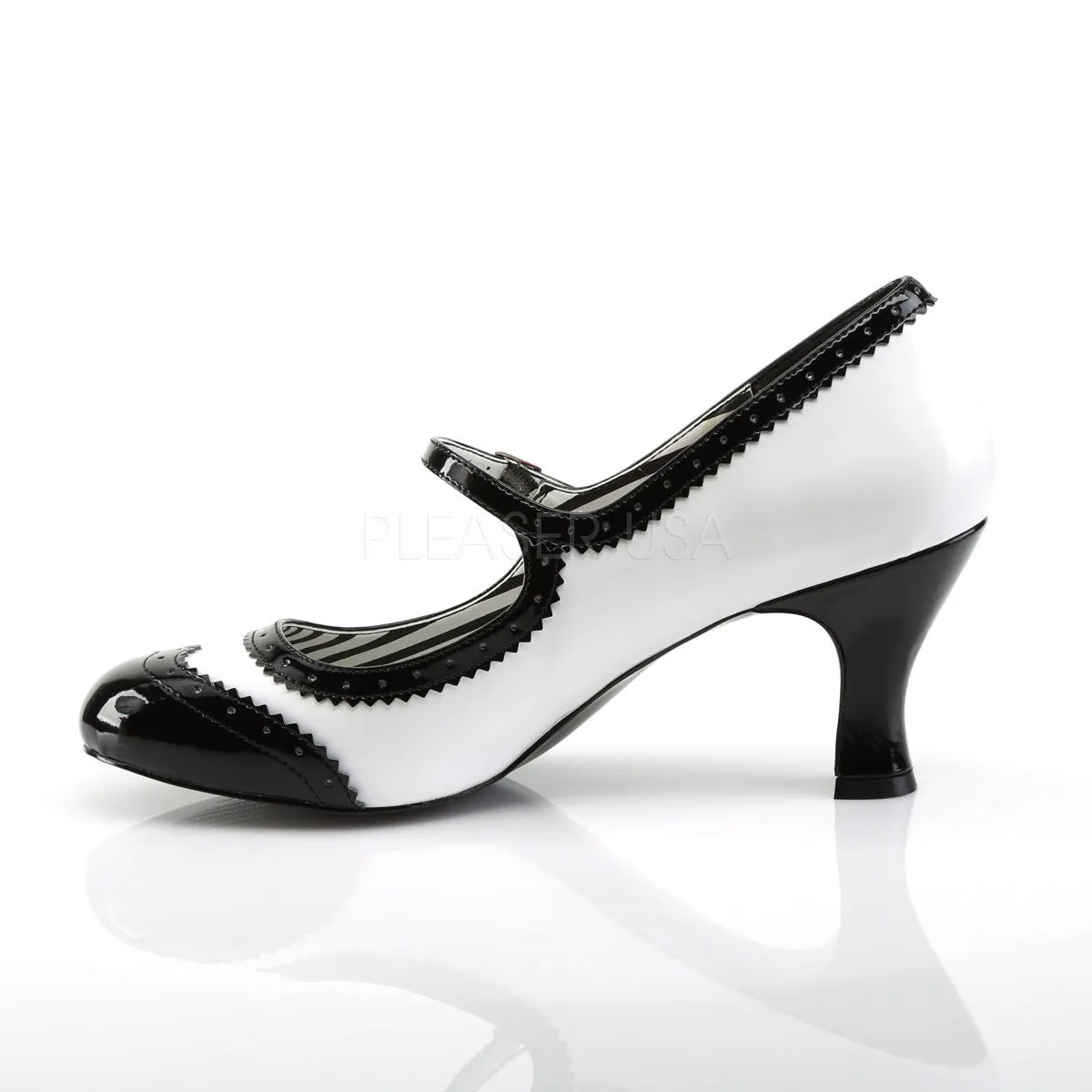 3 Inch Heel JENNA-06 White-Black Pat