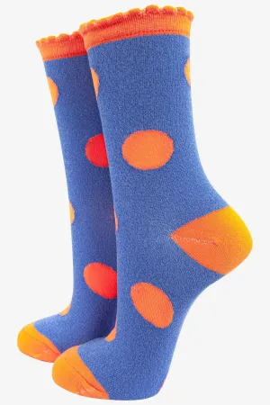 4492BLO22 Large Polka Dot Print Bamboo Socks