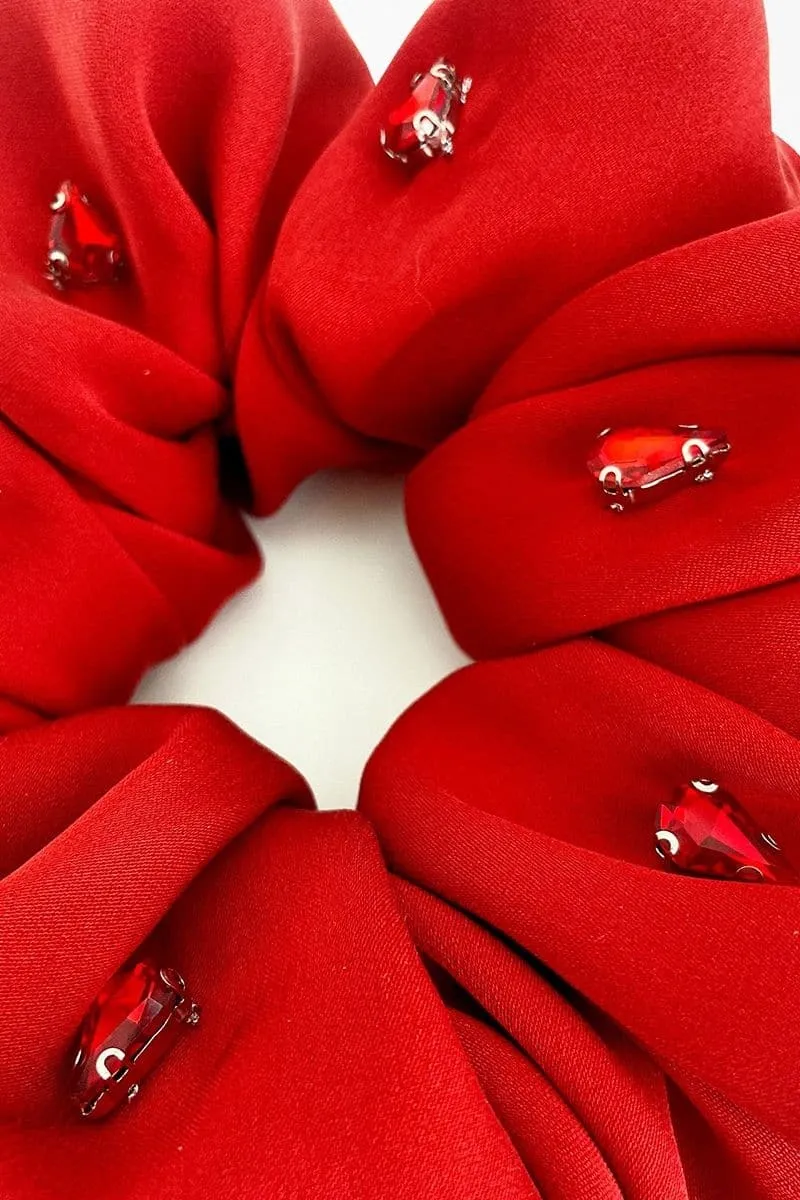 AMARA RHINESTONE EMBELLISHED SILK SCRUNCHIE SET