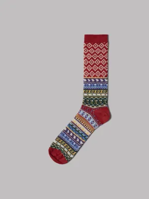 Anonymous Ism Fair Isle JQ Crew Socks (Red)