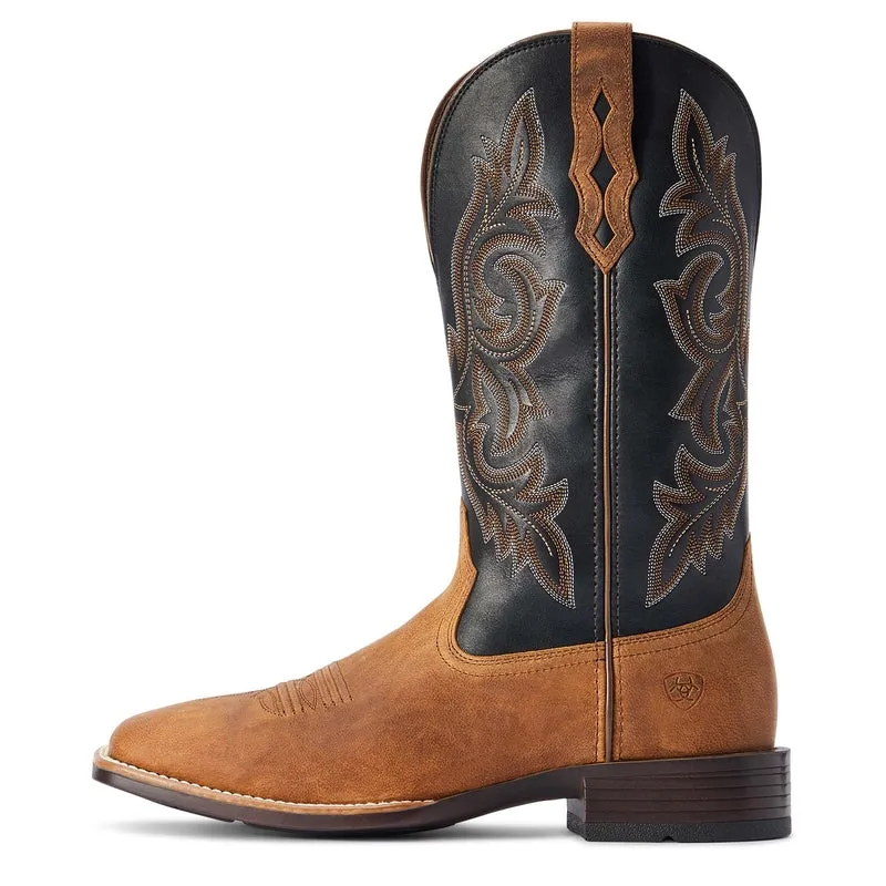 'Ariat' Men's Drover Ultra Western Square Toe - Sorrel Crunch / Limousine Black