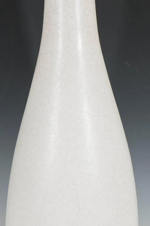 Art Deco Style White Crackle Glaze Vase from France