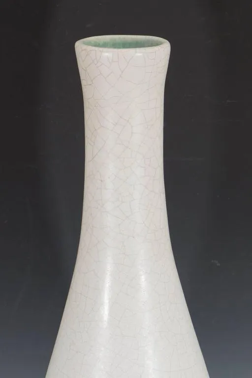 Art Deco Style White Crackle Glaze Vase from France