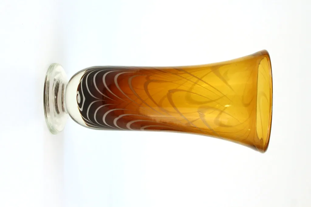 Art Glass Vase in Amber and White