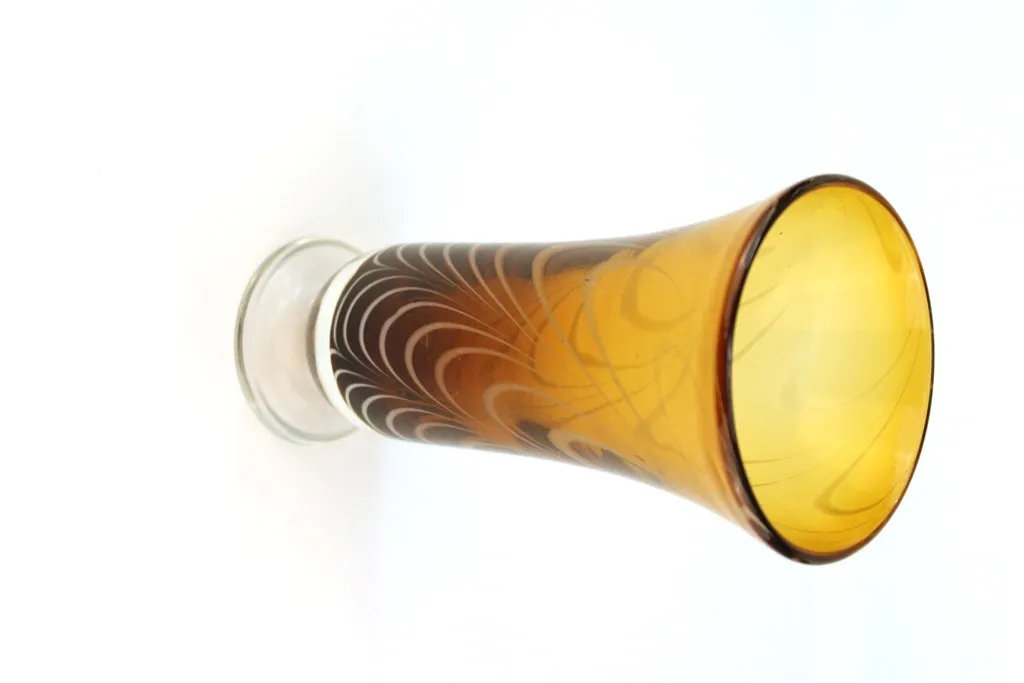 Art Glass Vase in Amber and White