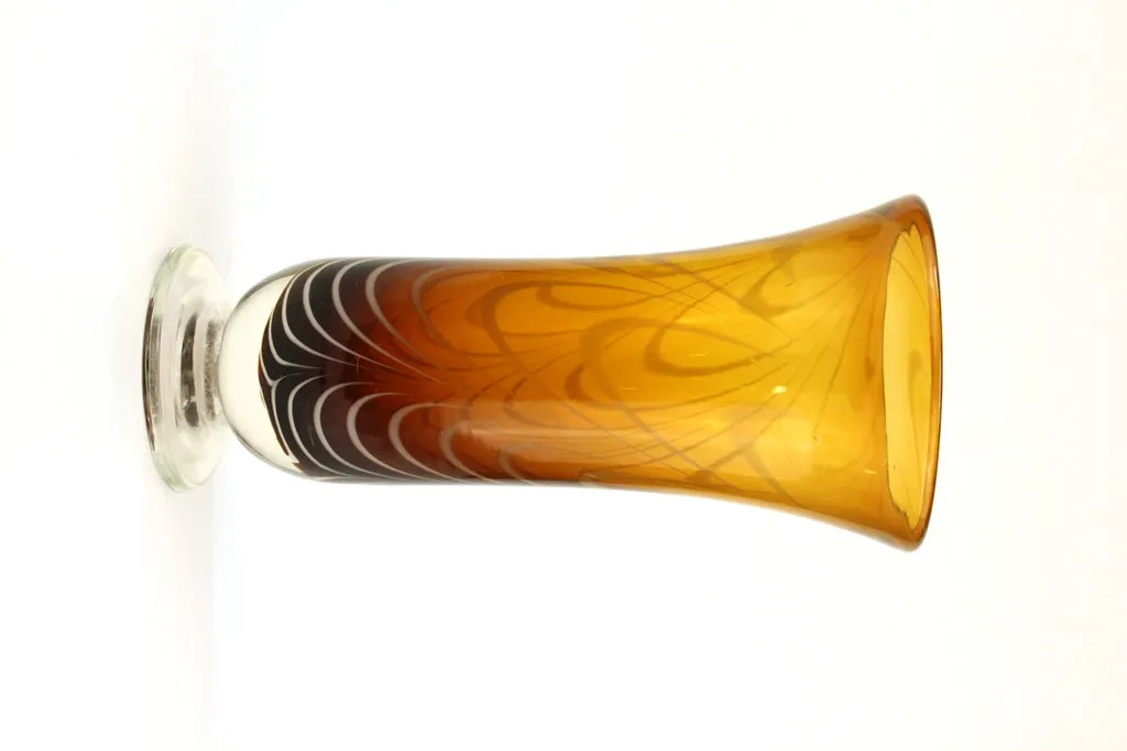 Art Glass Vase in Amber and White