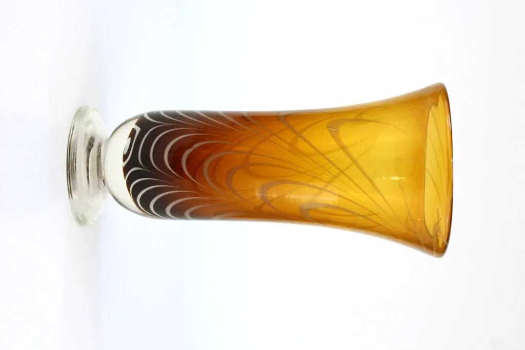 Art Glass Vase in Amber and White