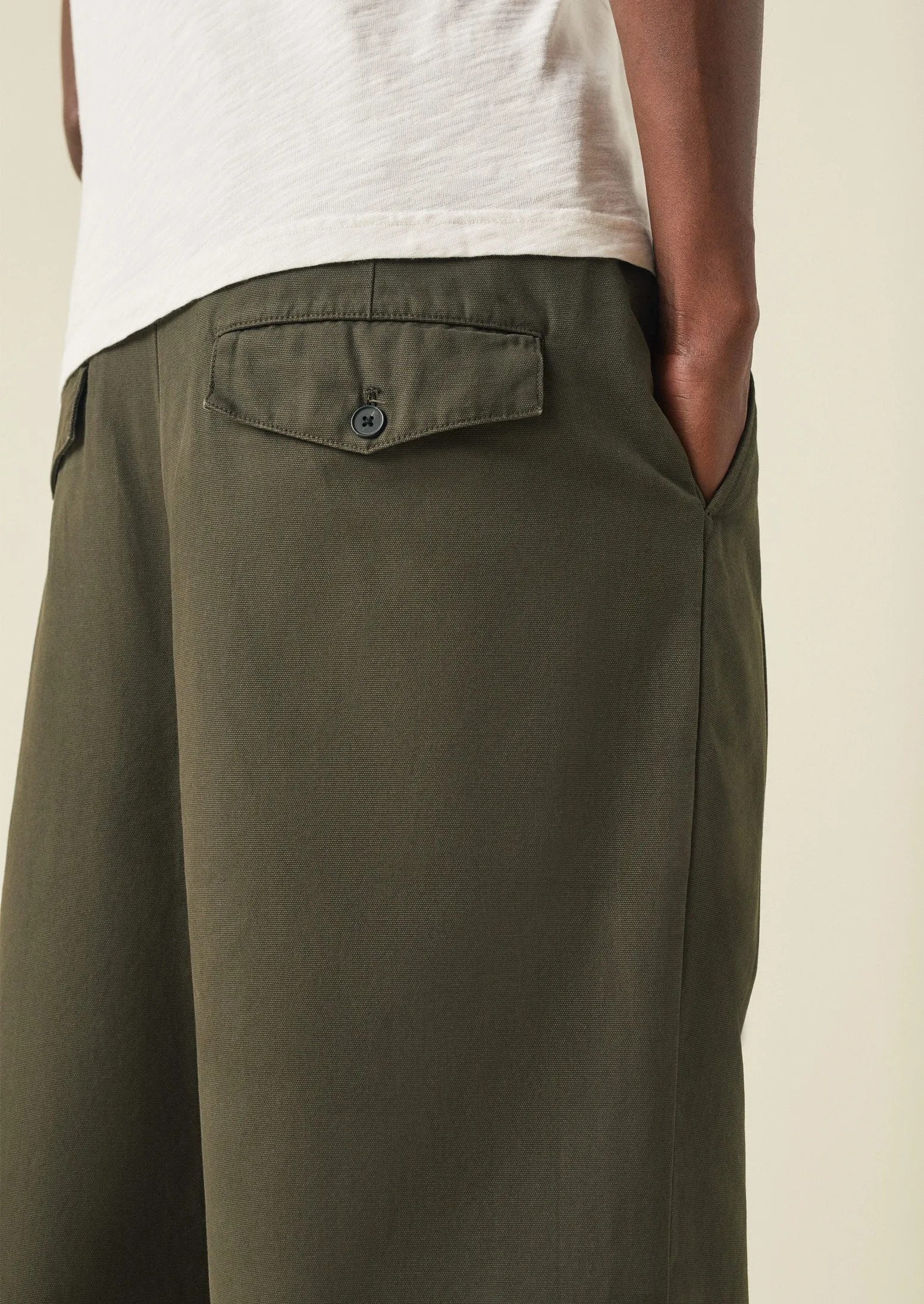 Bill Cotton Wide Leg Trousers | Dark Olive