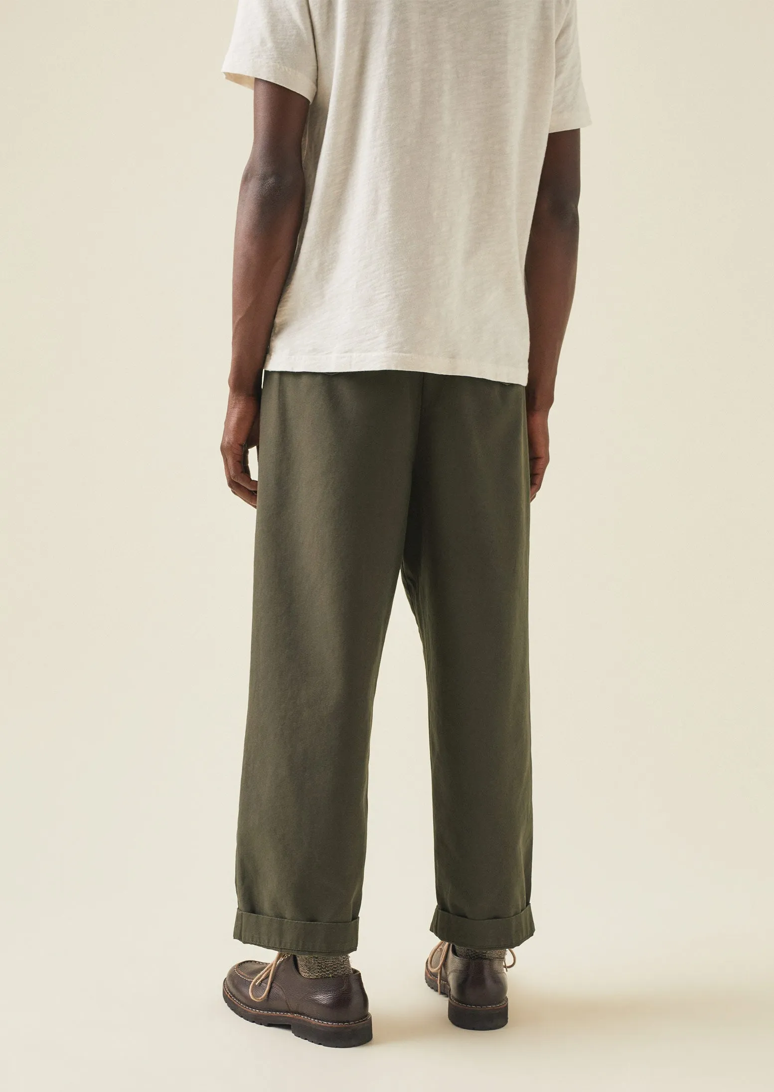 Bill Cotton Wide Leg Trousers | Dark Olive