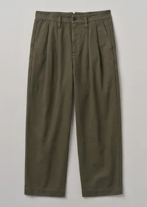 Bill Cotton Wide Leg Trousers | Dark Olive