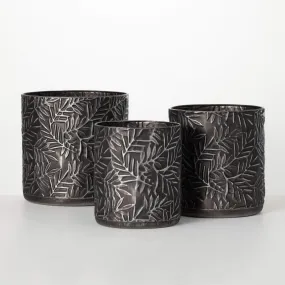 Black Cylinder Planter Set