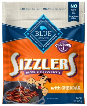 Blue Buffalo Sizzlers Natural Bacon-Style Soft-Moist Dog Treats, Cheddar Pork 15 oz. Bag