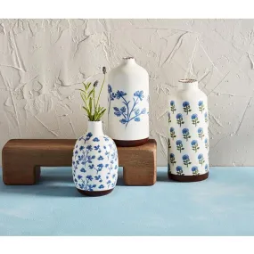 Blue Floral Bud Vases