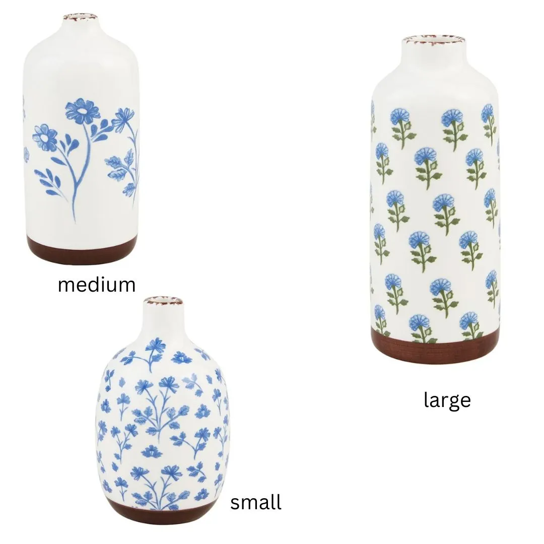 Blue Floral Bud Vases