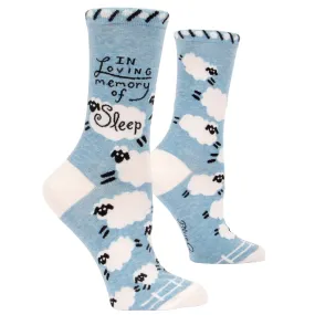 Blue Q Women's Crew Socks - In Loving Memory of Sleep