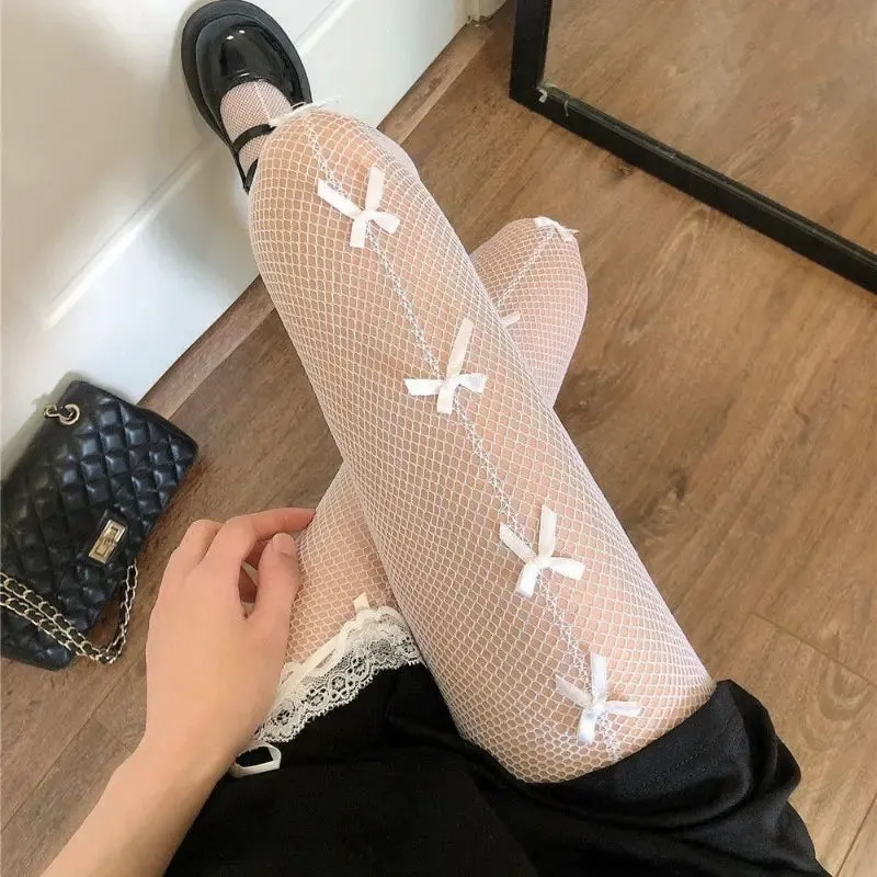 Bow Lace Pantyhose Socks