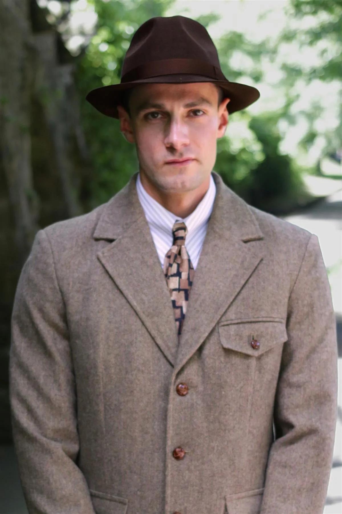 Brown 40s Style Wool Snap Brim Fedora