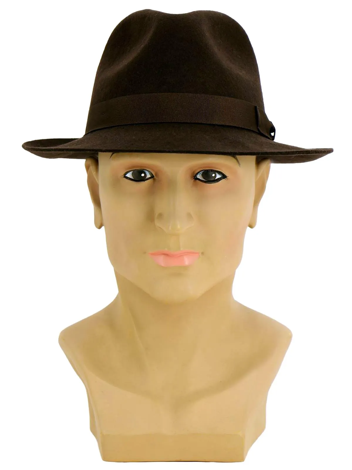 Brown 40s Style Wool Snap Brim Fedora