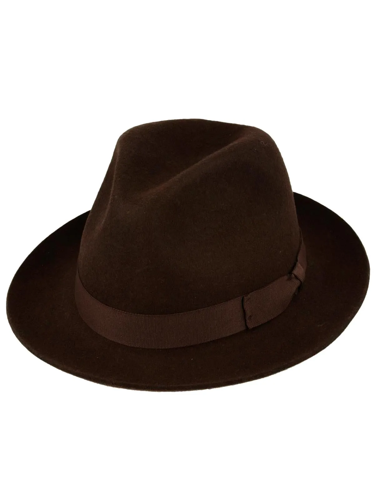 Brown 40s Style Wool Snap Brim Fedora