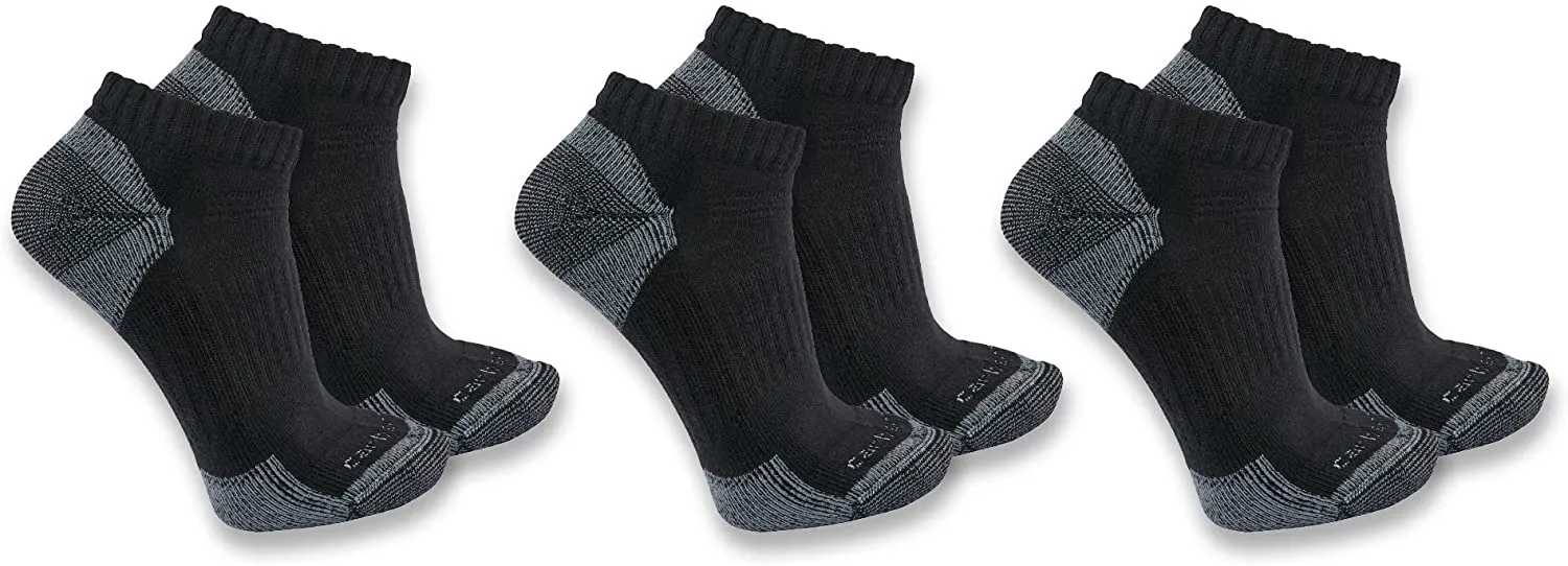 Carhartt Men's  3-Pack Midweight Cotton Blend Low Cut Sock