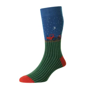 Christmas Socks - Blue/Green Farm