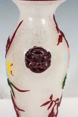 Circa 1890's Late Qing Dynasty Period (1644-1912) Chinese Cut-Glass Peking Vase with Decorative Floral Motif