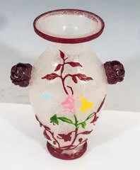 Circa 1890's Late Qing Dynasty Period (1644-1912) Chinese Cut-Glass Peking Vase with Decorative Floral Motif