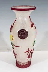 Circa 1890's Late Qing Dynasty Period (1644-1912) Chinese Cut-Glass Peking Vase with Decorative Floral Motif