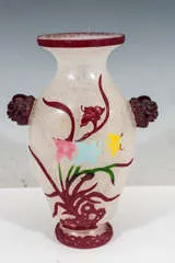 Circa 1890's Late Qing Dynasty Period (1644-1912) Chinese Cut-Glass Peking Vase with Decorative Floral Motif