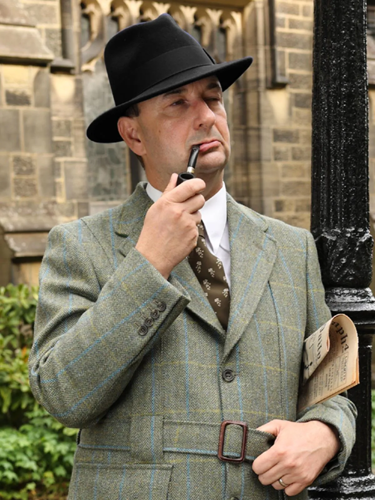 Classic Black Pure Wool 1940s Fedora