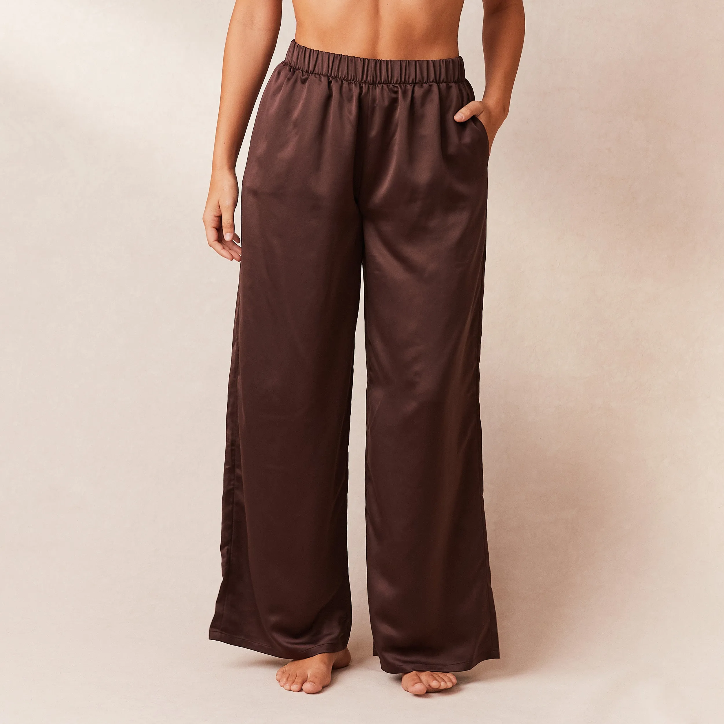 Classic Satin Pyjama Trousers - Chocolate