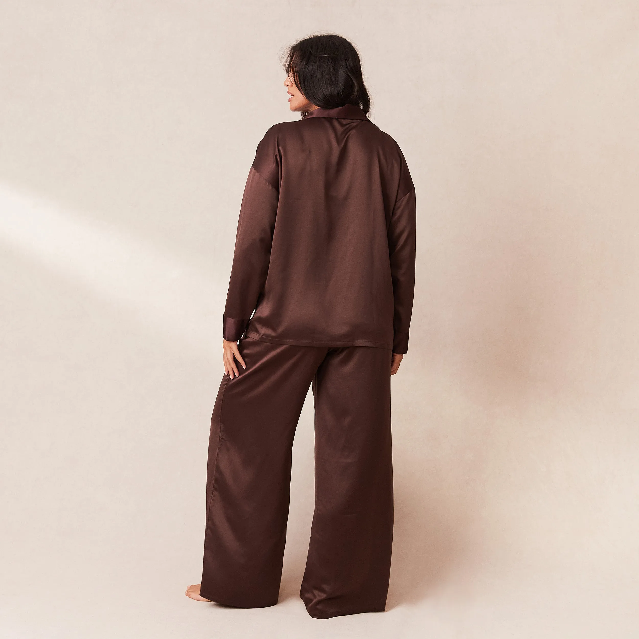 Classic Satin Pyjama Trousers - Chocolate