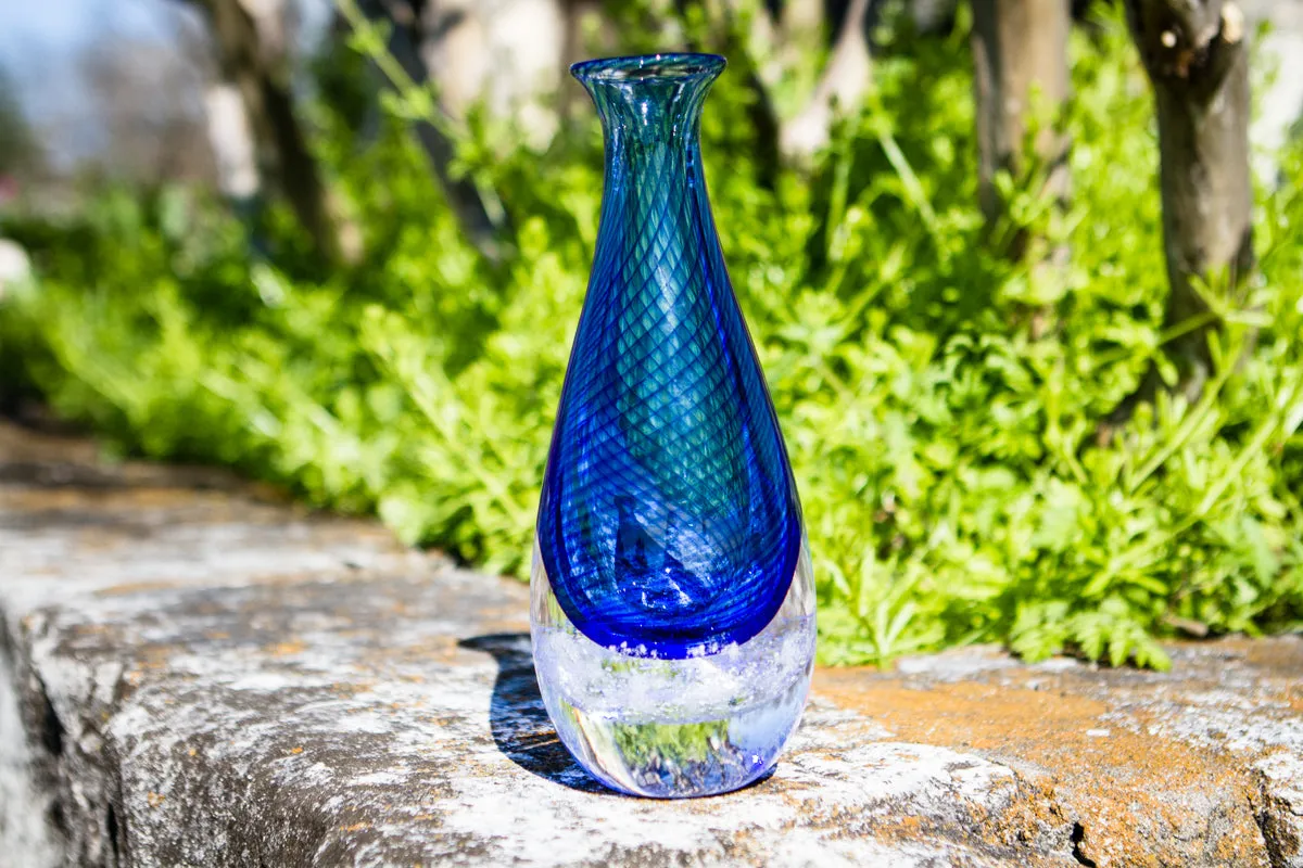 Colorful Glass Vase with Cremation Ashes