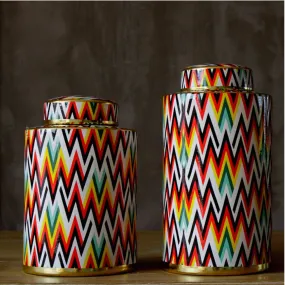 Colourful Chevron Pattern Urn Vases