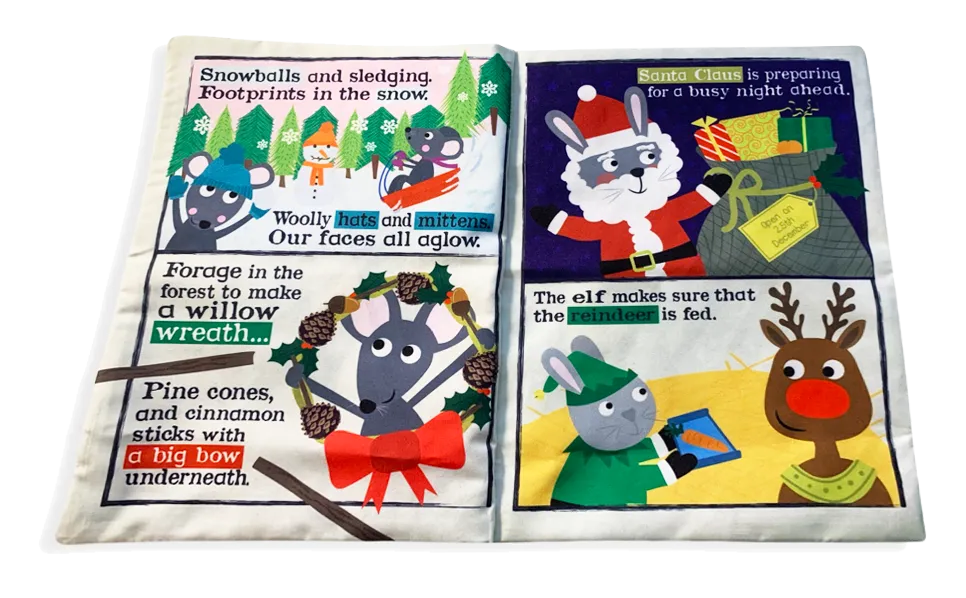 Crinkly Cloth Christmas Mice Fabric Newspaper