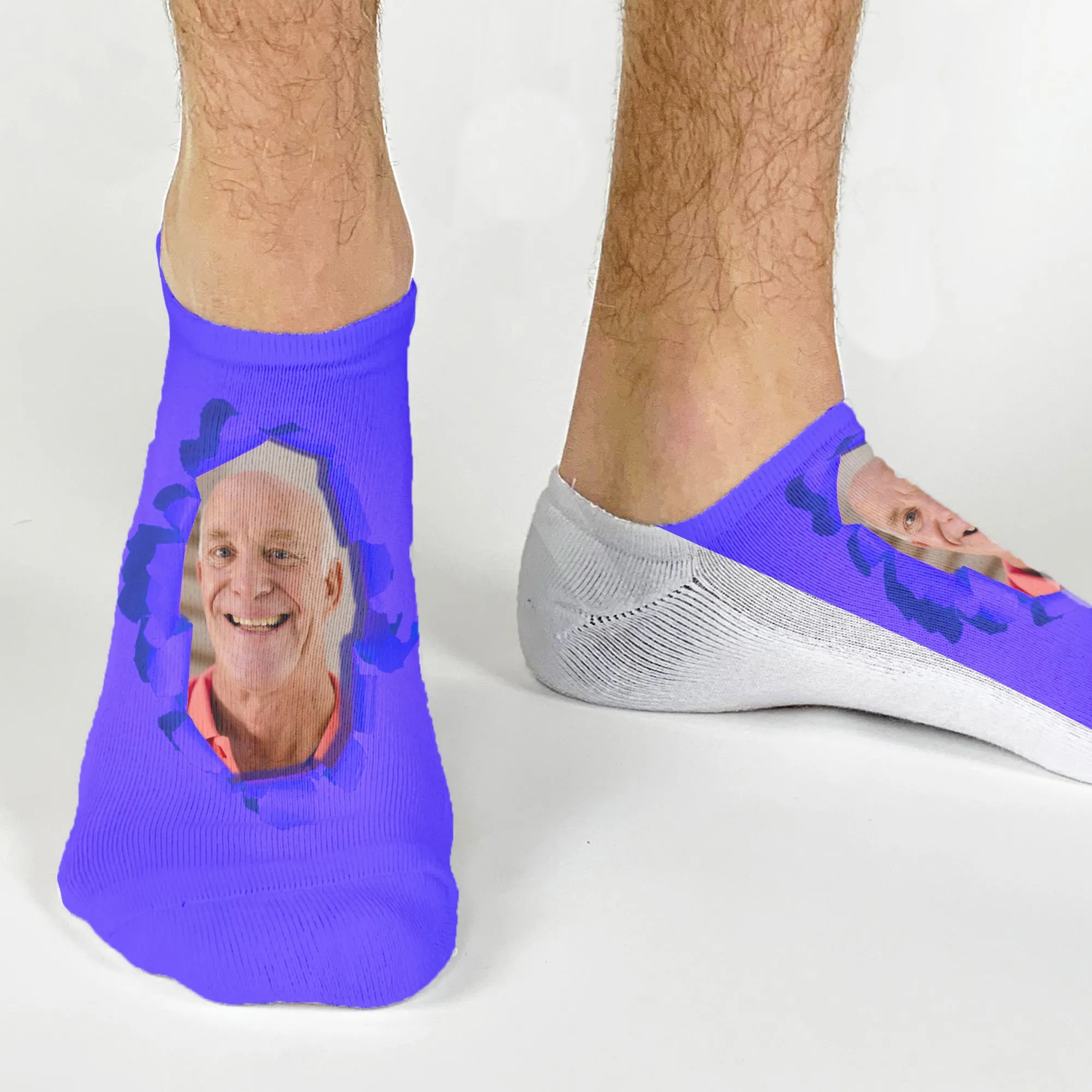 Custom Photo Socks Printed with a Bright Color Background