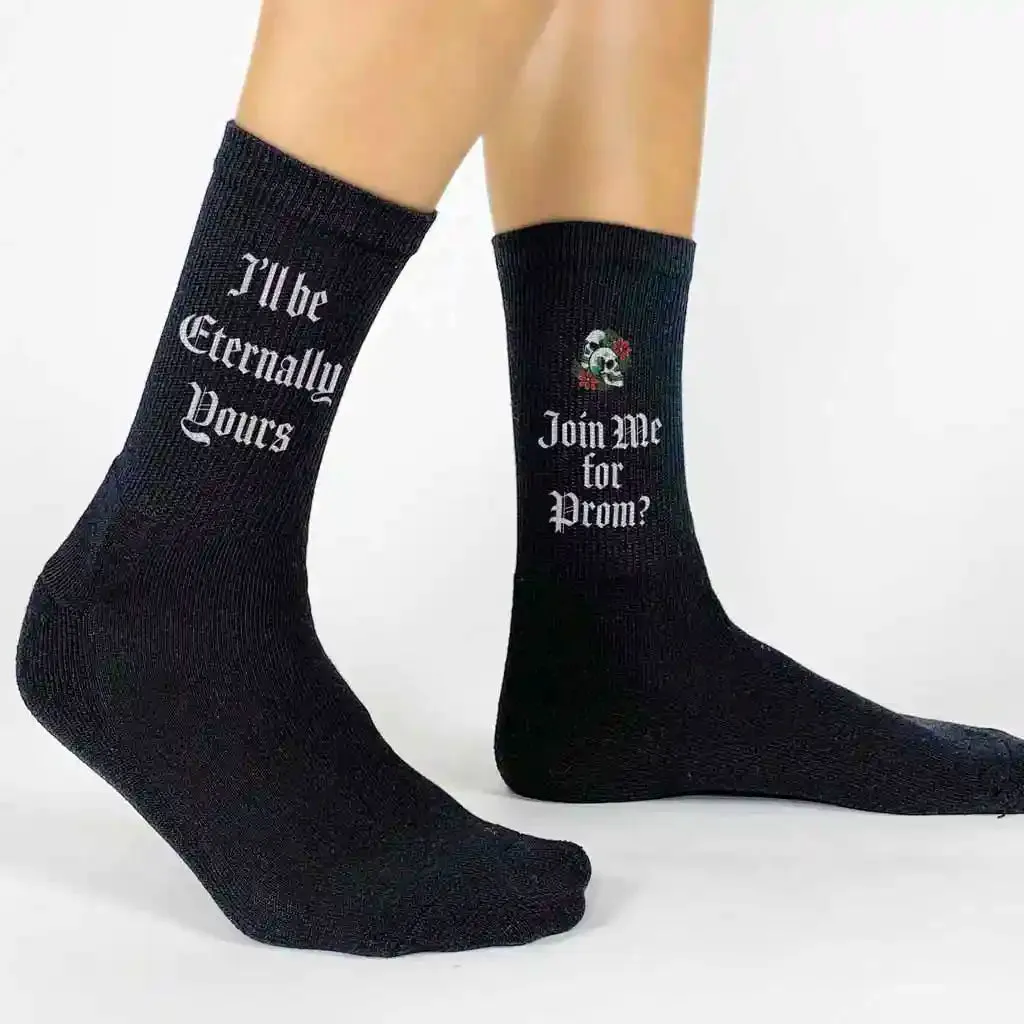 Eternally Yours Fun Promposal Socks with a Gothic Vibe