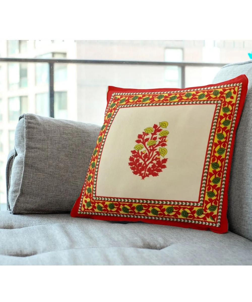 Floral Red Hand Block Printed Cushion Covers (Set of 2)