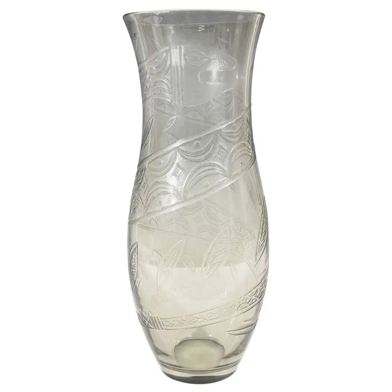 French Smoked Art Glass Vase with Snake Design