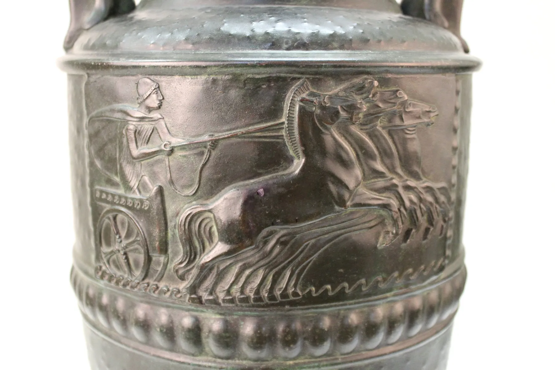 German Jugendstil Period Brass Repousse Amphora With bronze Detailing