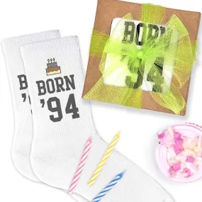 Gift Wrapped Birthday Socks with a Birthday Year