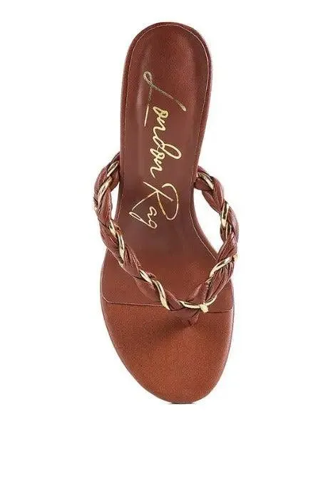 High-heeled Braided Thong Sandals