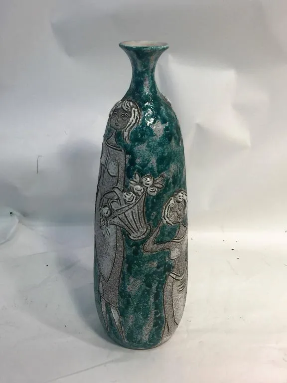 Italian Mid-Century Scavo Ceramic Vase