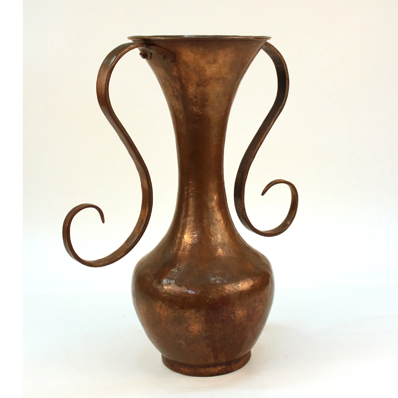 Italian Modernist Hammered Copper Vase