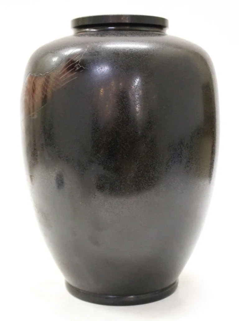 Japanese Art Deco Bronze Vase with Carp Motif