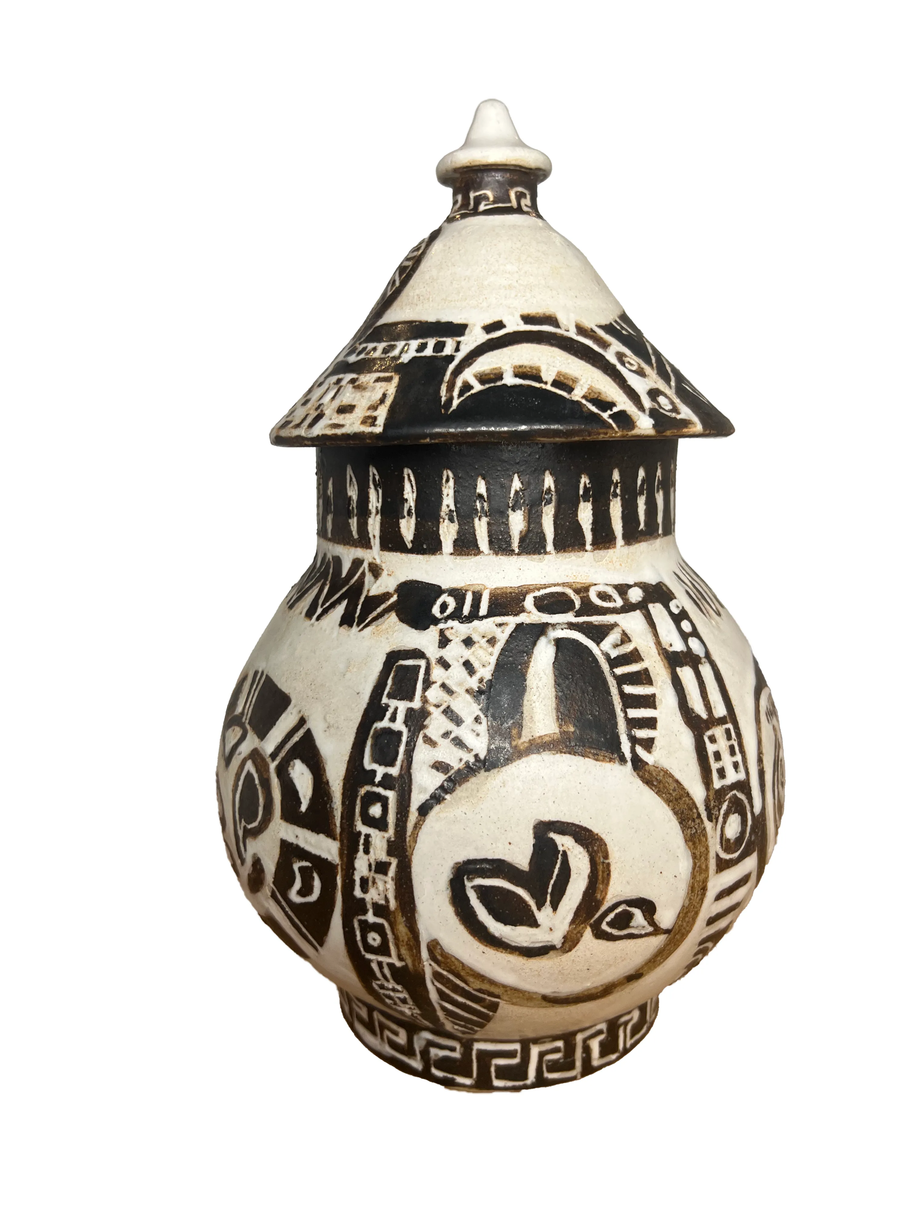 Joanne Jaffe, Black & White Rounded Jar with Lid