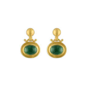 Large Green Tourmaline Bell Earrings