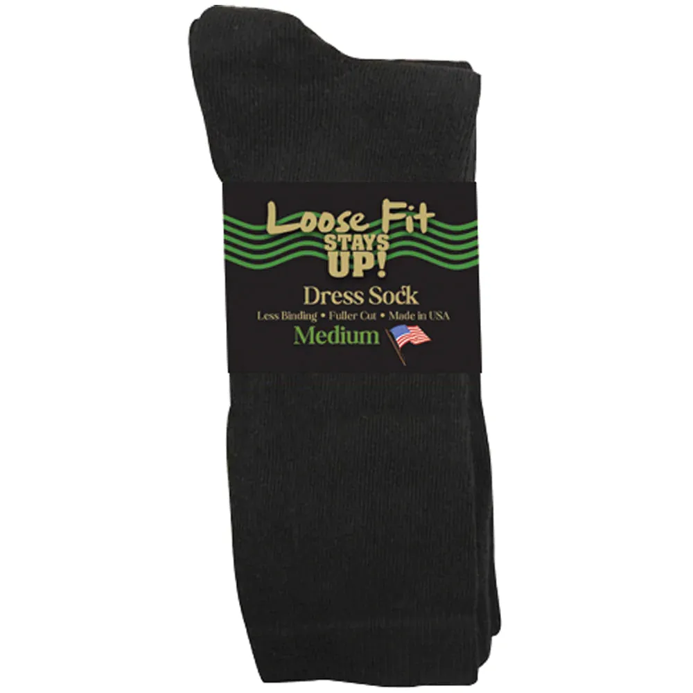 Loose Fit Stays Up Mid-Calf Dress Socks